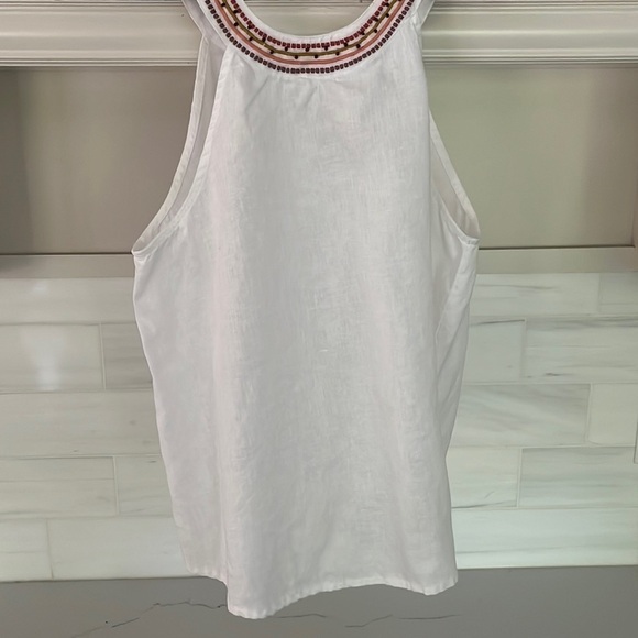 CYNTHIA Rowley Linen Halter Beaded Tank Size Medium - Picture 1 of 7